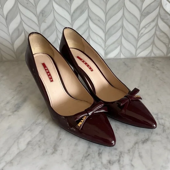 Prada | Shoes | Prada Burgundy Heels | Poshmark